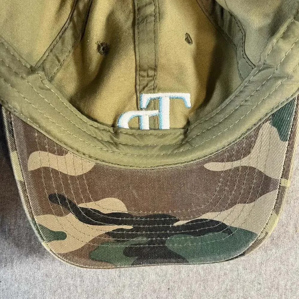 Tampa Bay Rays TB Logo Adjustable Baseball Hat Lot of 2 Navy Blue and Camouflage